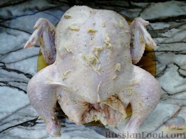 Курица, запечённая в масляно-ванильном соусе с бренди