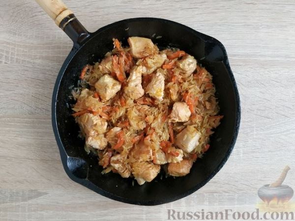 Рис с индейкой  (на сковороде)